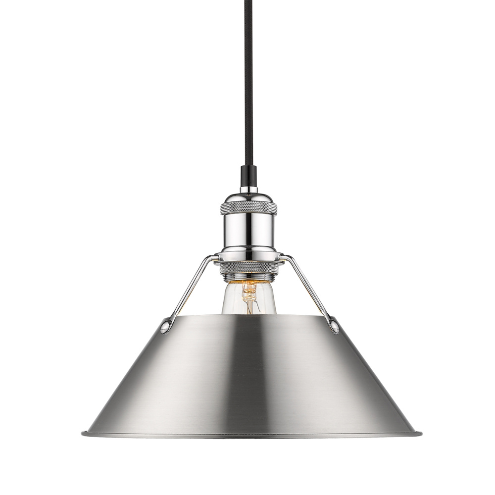 Yep by Golden Lighting Orwell 1-light 10in Pendant in Chrome and Pewter shade